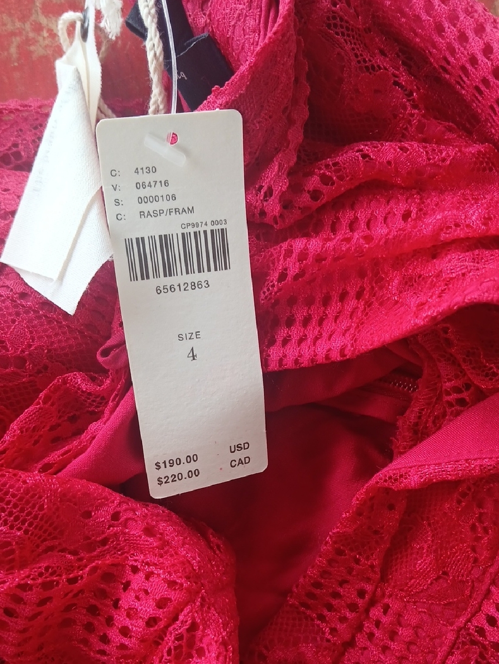 NWT Raspberry Maeve Anthropologie Lace Long Sleeve Mini Dress Size 4 - Picture 6 of 8
